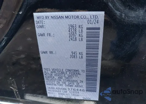 2024 Nissan Altima Sv Fwd from USA, damaged, VIN 1N4BL4DV6RN376446